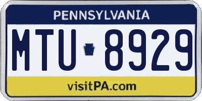 PA license plate MTU8929