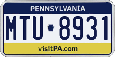 PA license plate MTU8931