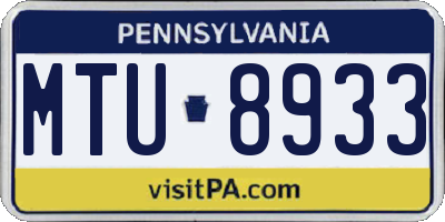 PA license plate MTU8933