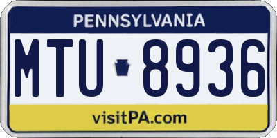 PA license plate MTU8936