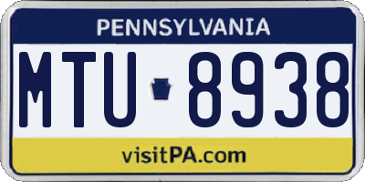 PA license plate MTU8938