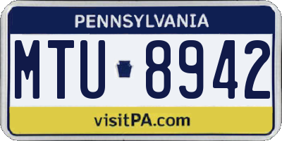 PA license plate MTU8942