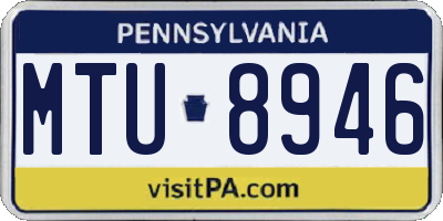 PA license plate MTU8946