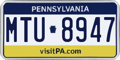 PA license plate MTU8947