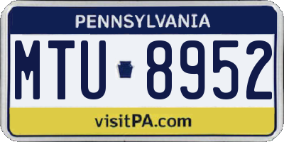PA license plate MTU8952