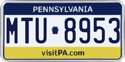 PA license plate MTU8953