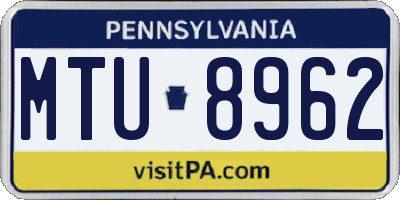 PA license plate MTU8962