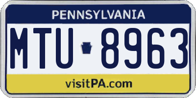 PA license plate MTU8963