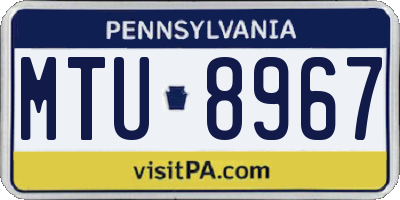 PA license plate MTU8967
