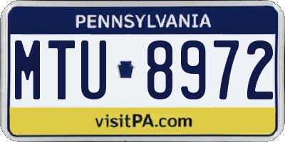 PA license plate MTU8972