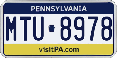 PA license plate MTU8978