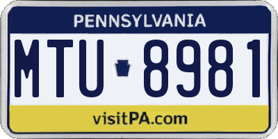 PA license plate MTU8981