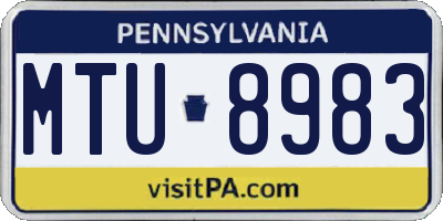 PA license plate MTU8983