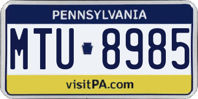 PA license plate MTU8985