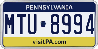PA license plate MTU8994