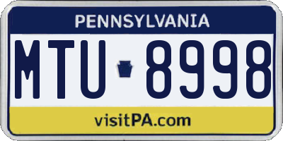 PA license plate MTU8998