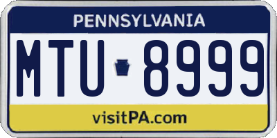 PA license plate MTU8999