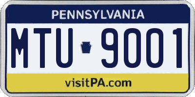 PA license plate MTU9001