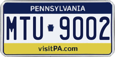 PA license plate MTU9002