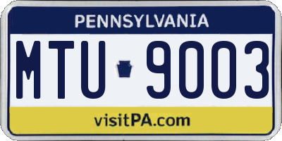 PA license plate MTU9003