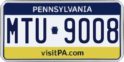 PA license plate MTU9008
