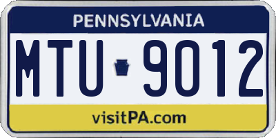 PA license plate MTU9012