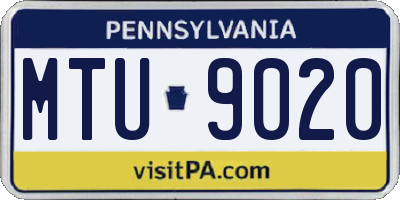 PA license plate MTU9020