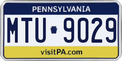 PA license plate MTU9029