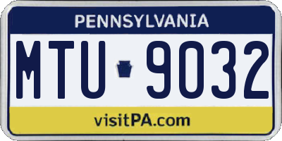 PA license plate MTU9032
