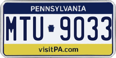 PA license plate MTU9033