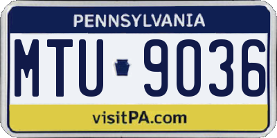 PA license plate MTU9036