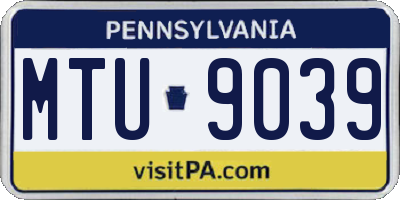 PA license plate MTU9039