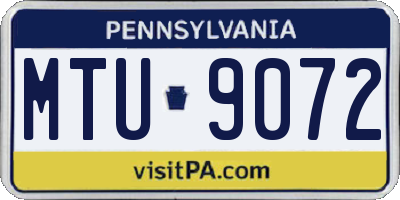 PA license plate MTU9072