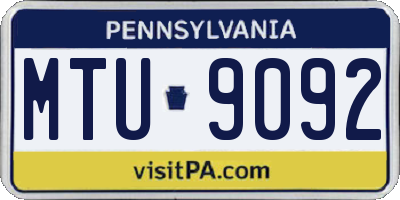 PA license plate MTU9092