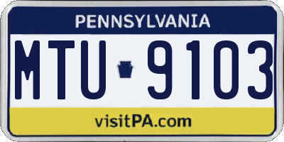 PA license plate MTU9103