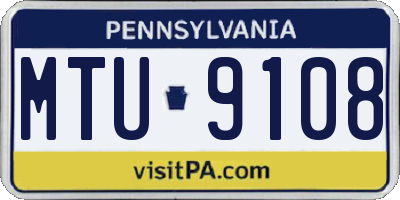 PA license plate MTU9108