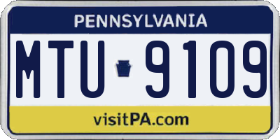 PA license plate MTU9109