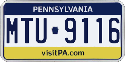 PA license plate MTU9116