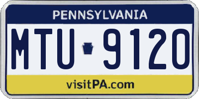 PA license plate MTU9120