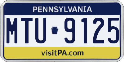 PA license plate MTU9125