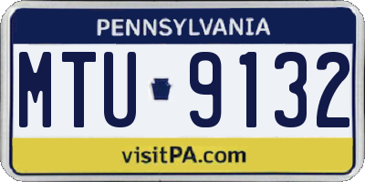 PA license plate MTU9132