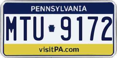 PA license plate MTU9172