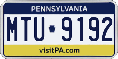 PA license plate MTU9192