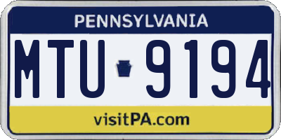 PA license plate MTU9194