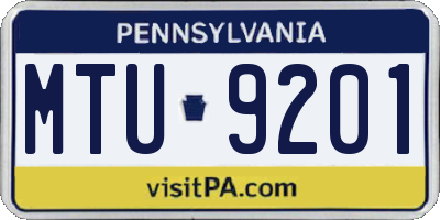 PA license plate MTU9201