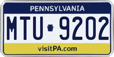 PA license plate MTU9202