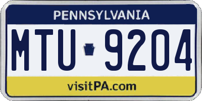PA license plate MTU9204