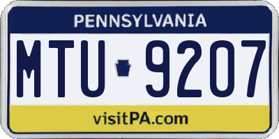 PA license plate MTU9207