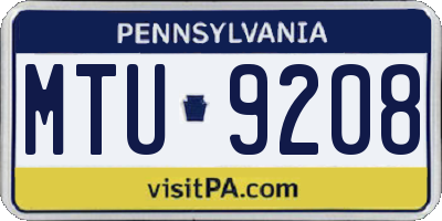 PA license plate MTU9208