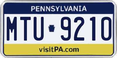 PA license plate MTU9210